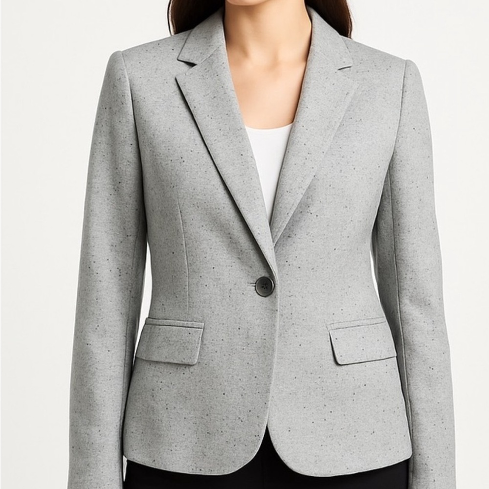 SALE! Merona Blazer 4 Gray Speckled Tweed Single-Button Jacket Cotton Poly Acryl